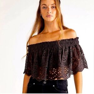 FREE PEOPLE - ONE || Perla Off Shoulder Cropped Top. Sz. PL
